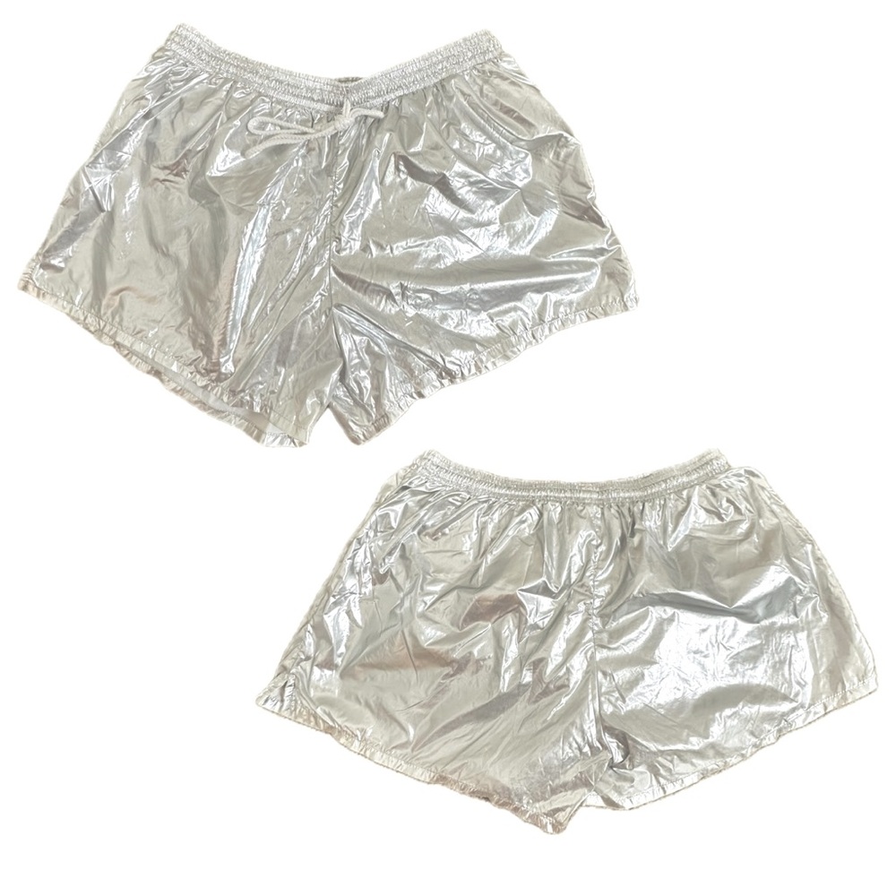 American Apparel Metallic Silver Elastic Waits With Drawstring Size L